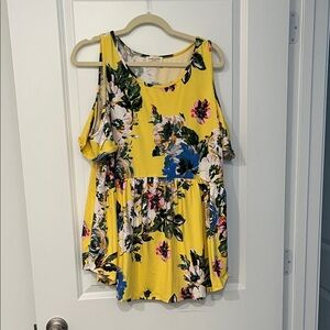 NWOT Floral Yellow Sleeveless Top